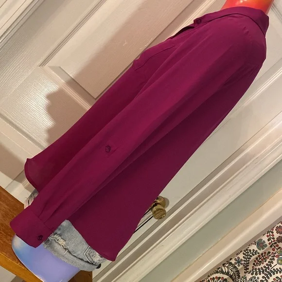 THE LIMITED Magenta Relaxed Long Sleeve Blouse NWT - Picture 8 of 14